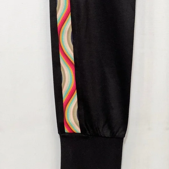 NWT Paul Smith Joggers Track Pants in Black with Swirl Stripe Women's Size XL - Picture 6 of 12